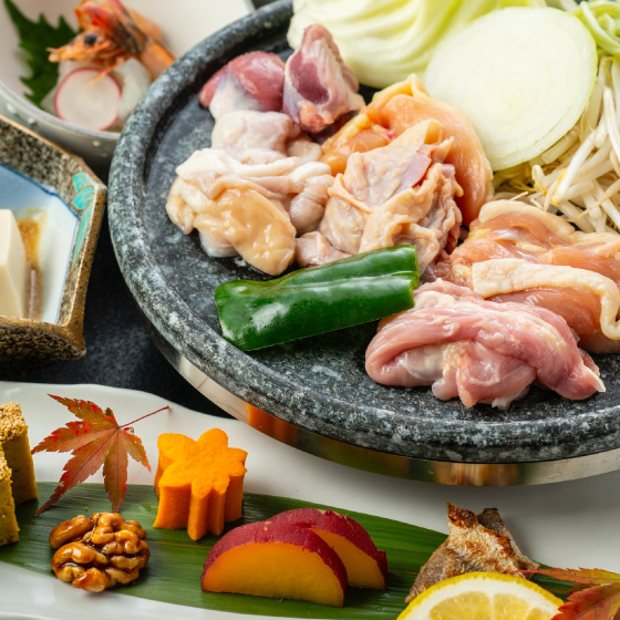 Lava stone grill local Oita chicken